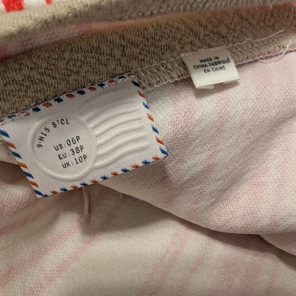 ANTHROPOLOGIE Postmark Striped Poppy Dress 6P Petite Red White Tan Pockets - Picture 6 of 8